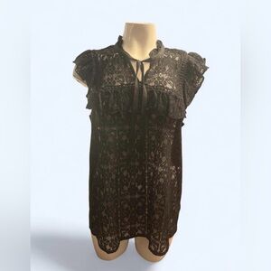 Who What Wear Black Lace Blouse